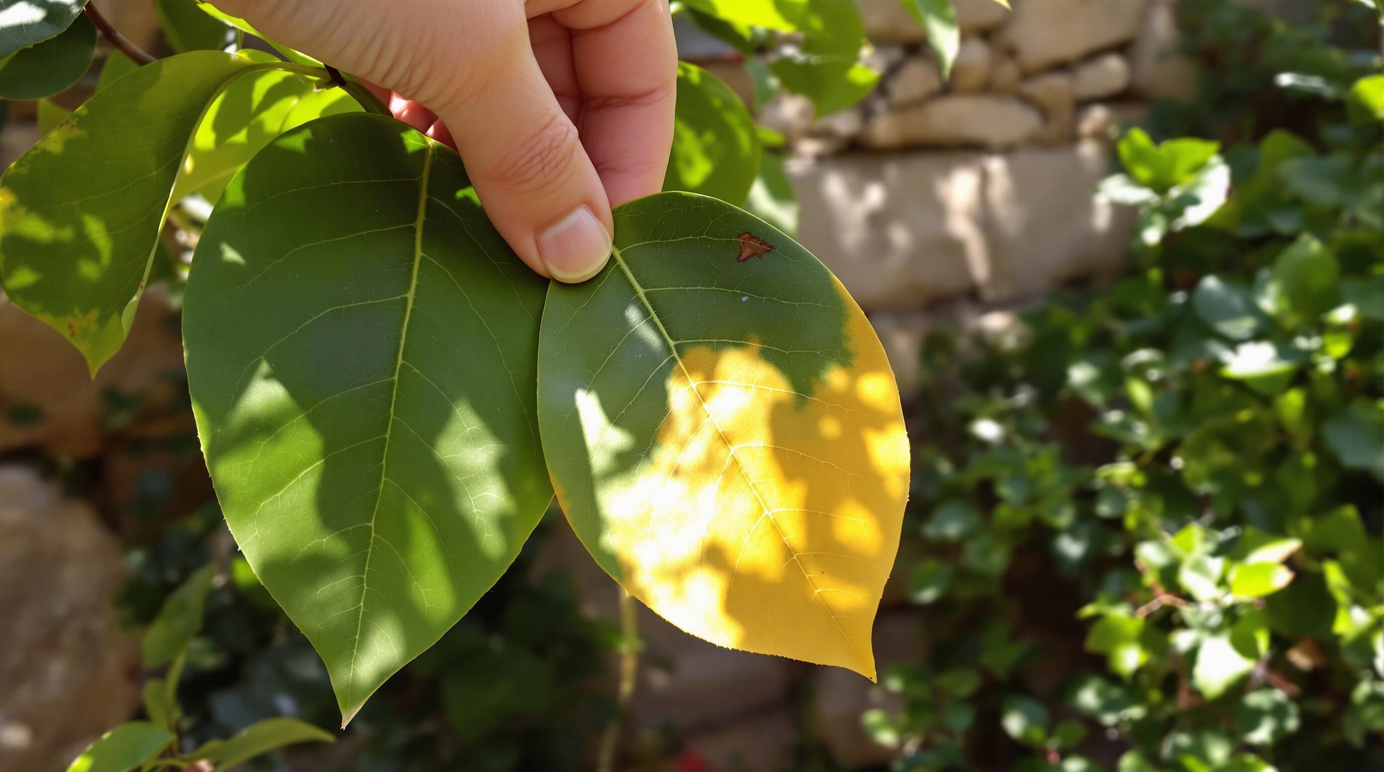 feuille jaune sur laurier rose