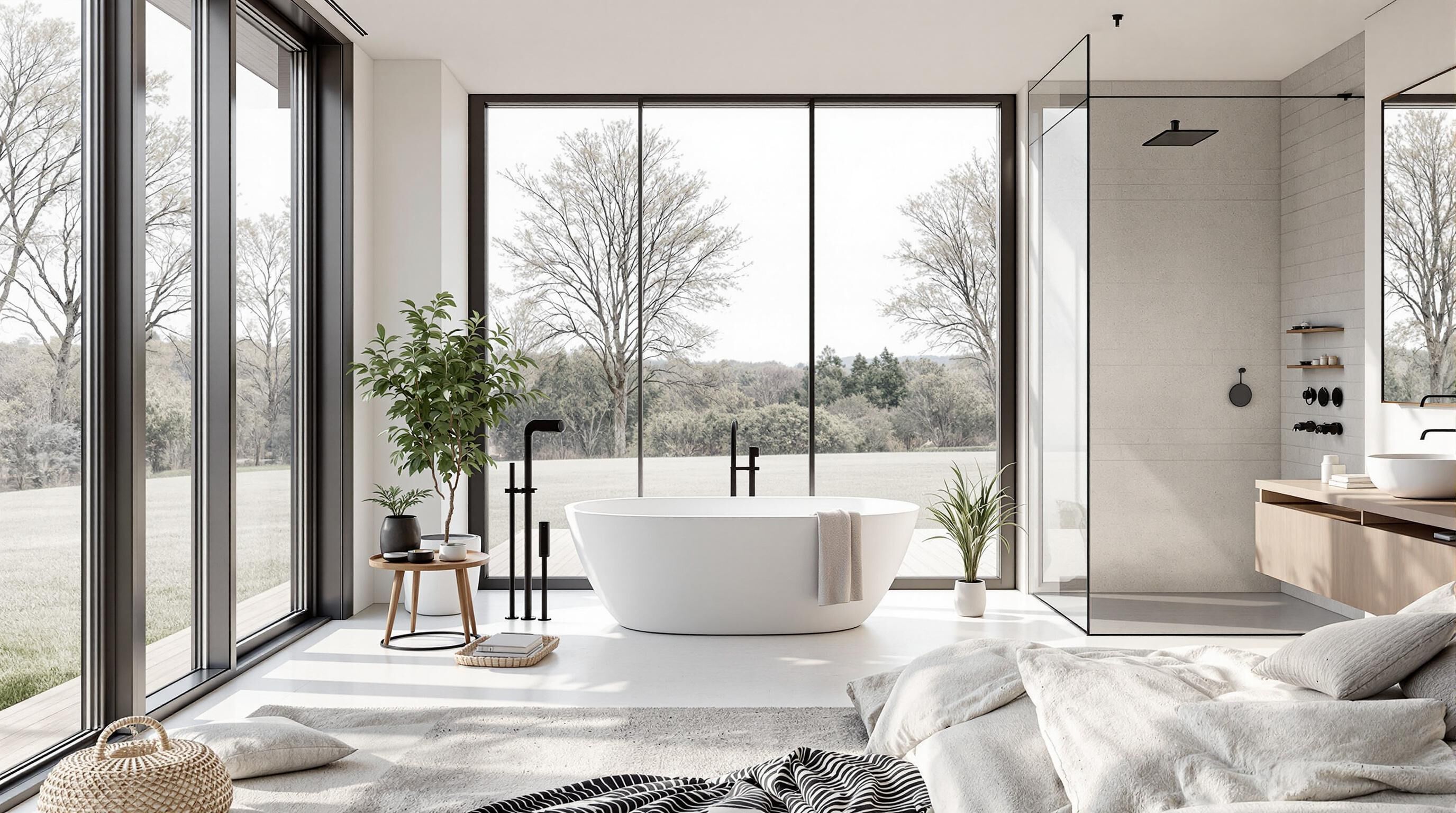 salle de bain ouverte sur la chambre
