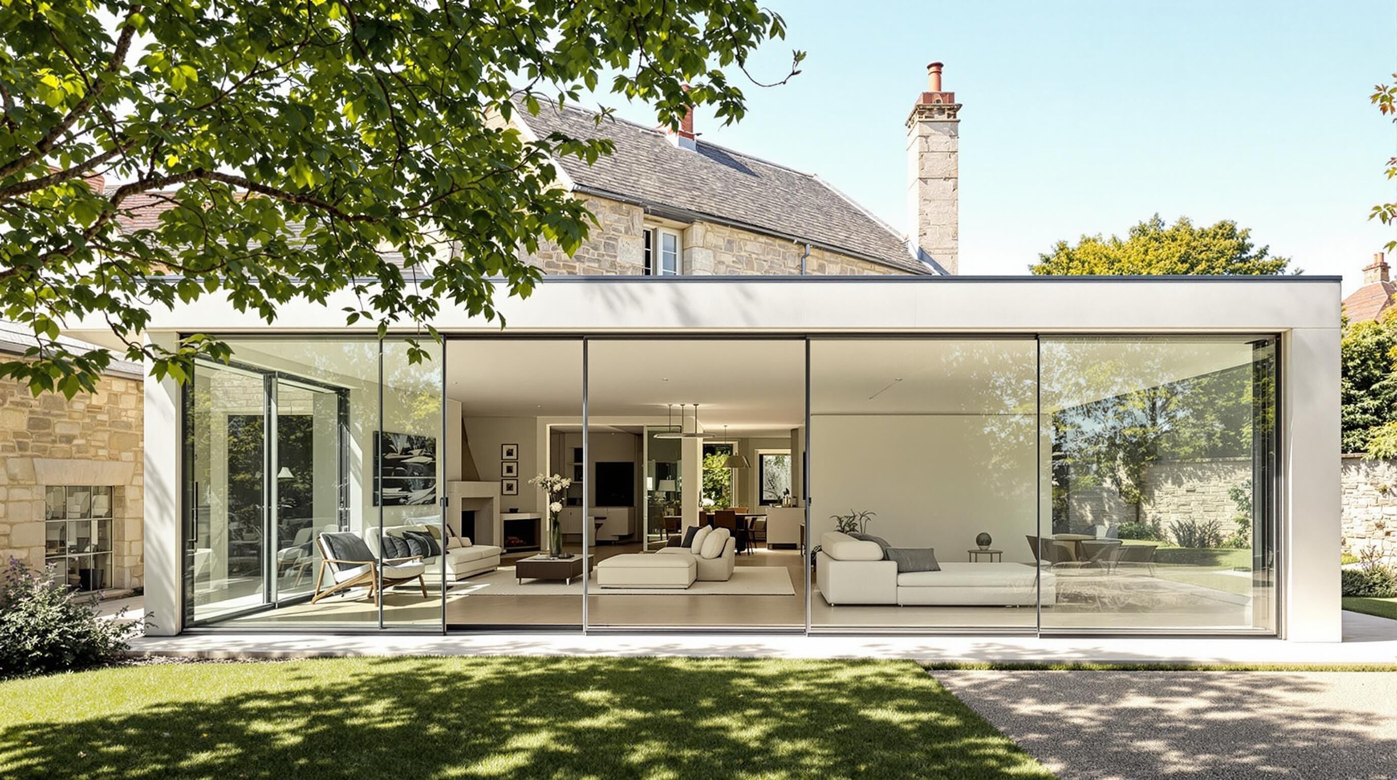 extension toit plat sur maison traditionnelle